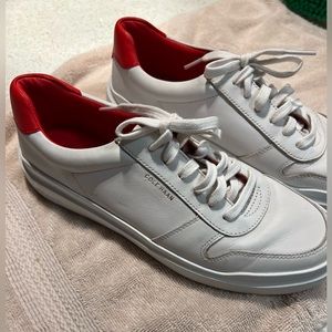 Cole Haan White and Red Leather Sneakers, Size 9